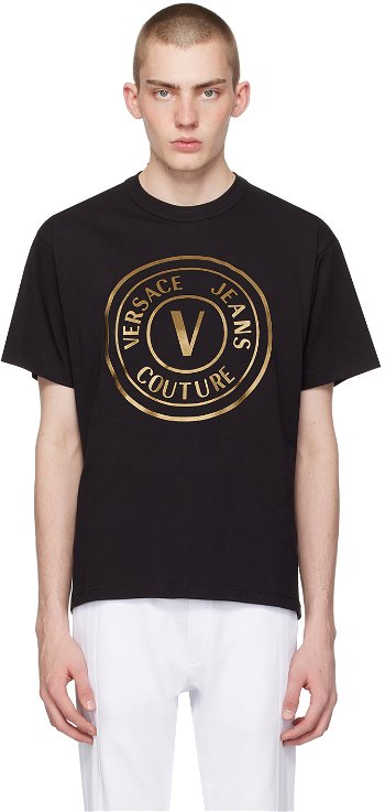Versace Jeans Couture Black V-Emblem T-Shirt E76GAHT04_ECJ00T
