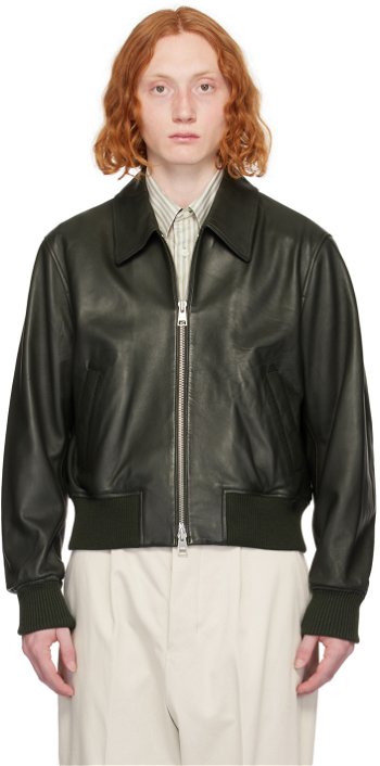 AMI Paris Zipped Leather Jacket UJK028.LH0029