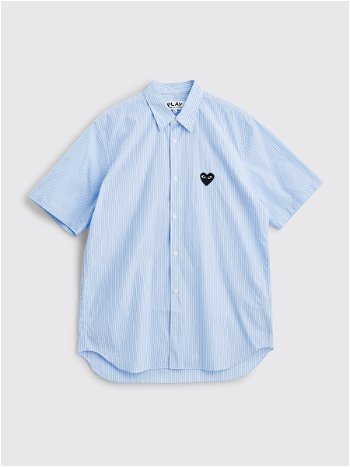 Comme des Garçons Play Small Heart Short Sleeve Shirt Stripe Light Blue P1B022