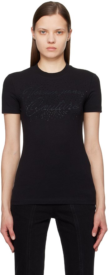 Versace Couture Black Crystal-Cut T-Shirt E76HAH6A8_EJ0020