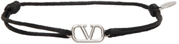 Valentino Garavani Black VLogo Cord Bracelet WY2J0M96DTK