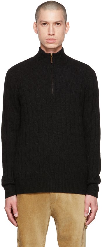 Polo by Ralph Lauren Black Half-Zip Sweater 710810814004