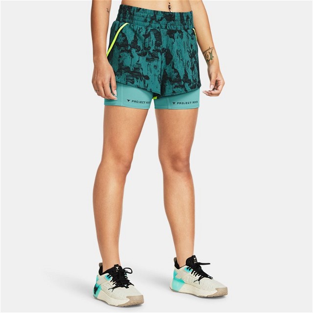 Project Rock Leg Day Flex Shorts mit Aufdruck für Damen Coastal Teal / Hydro Teal