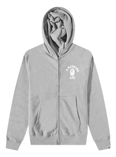 College Relaxed Fit Full Zip Hoody Grey