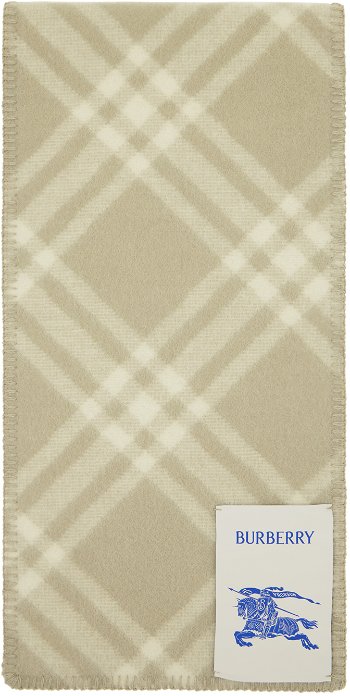 Burberry Check Wool Scarf Off-White / Taupe 8079247