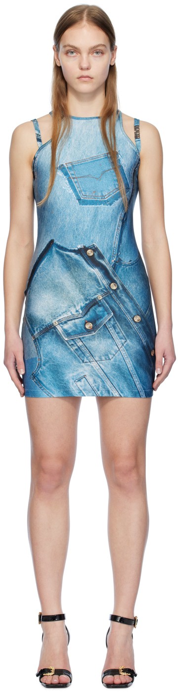 Jeans Couture Blue Printed Minidress