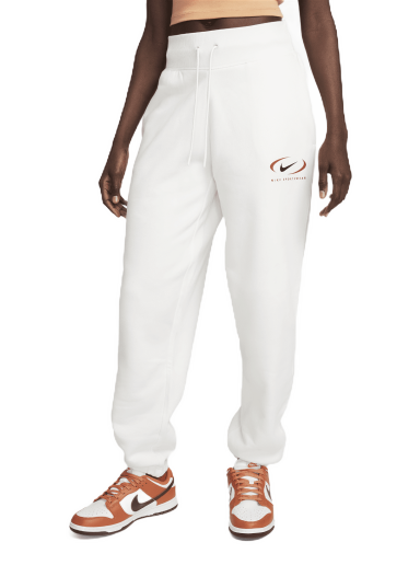 Dámské volné kalhoty Sportswear Phoenix Fleece s vysokým pasem - Bílá