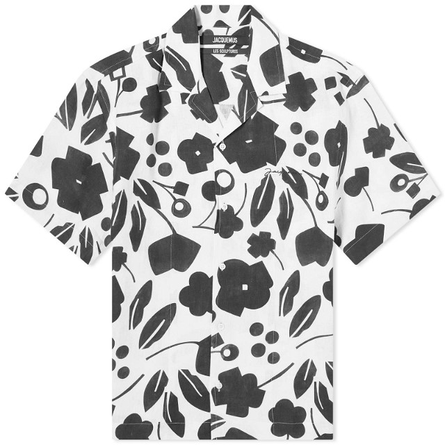 Jean Cubic Flowers Vacation Shirt in Black/White