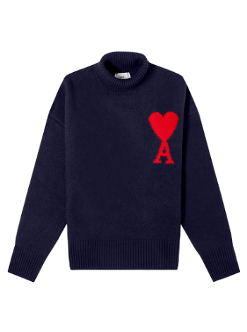 AMI Large A Heart Roll Neck Knit UKS406-018-4005