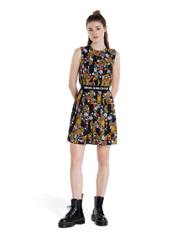 Versace Couture Light Crepe Print Sunflower Gar Dress 72HAO923NS089G53