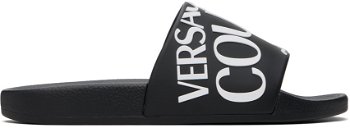 Versace Jeans Couture Black Embossed Pool Slides E76YA3SQ1E71352