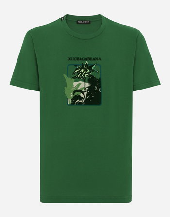 Dolce & Gabbana Short-sleeved Cotton T-shirt With Banana Tree Print G8RN8TG7K1TV8433