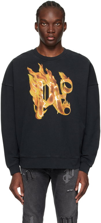 Palm Angels Burning Monogram Sweatshirt PMBA074R24FLE0041076