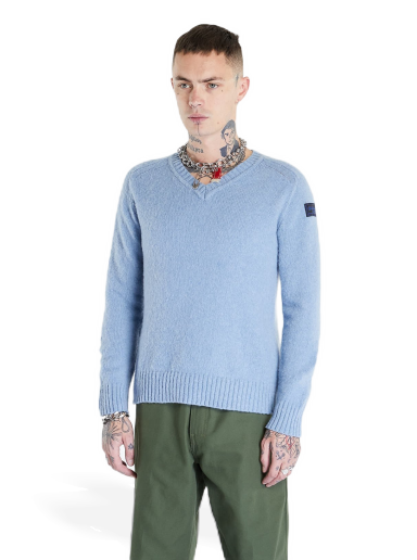 Striped Hammersleeve V-Neck Sweater