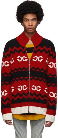 Wool Mirrored GG Zip-Up Sweater