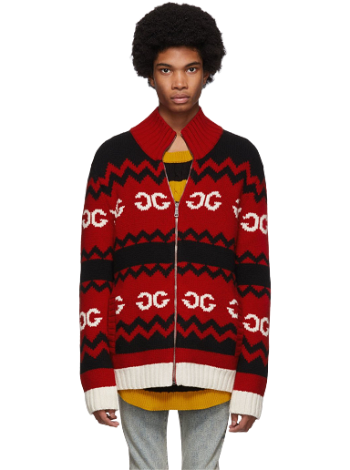 Gucci Wool Mirrored GG Zip-Up Sweater 546455 XKADF
