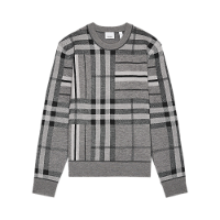 Check And Stripe Wool Jacquard Sweater