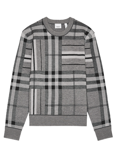 Check And Stripe Wool Jacquard Sweater