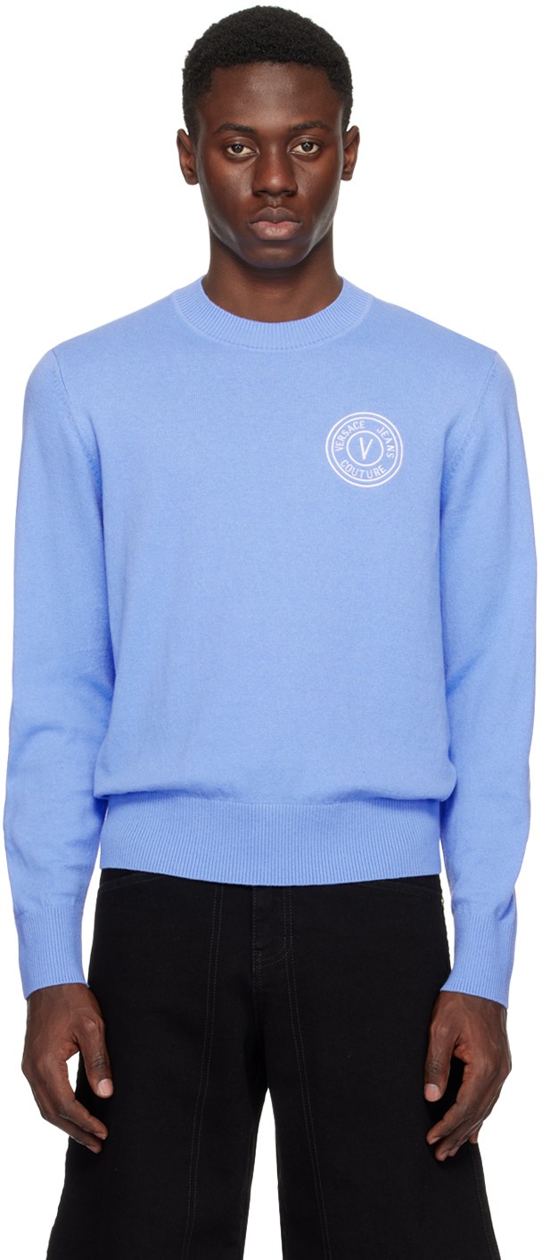 Couture Blue V-Emblem Sweater