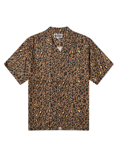 Leopard Open Collar Shirt Yellow