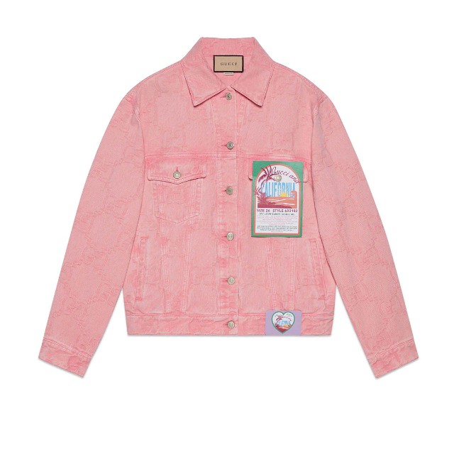 California GG Supreme Pattern Denim Jacket Pink