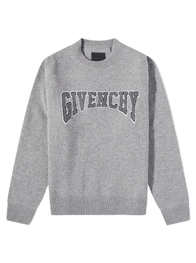 Embroidered College Logo Crew Knit Grey/Black