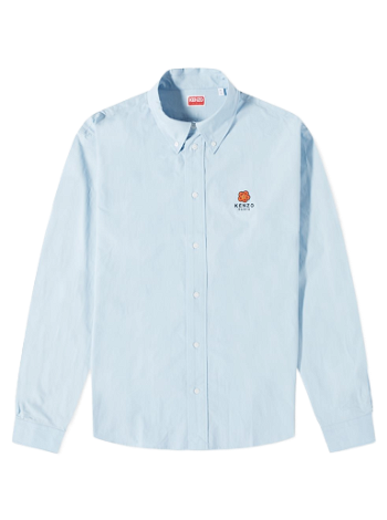 KENZO Logo Crest Button Down Poplin Shirt Sky Blue FC65CH4099LH64