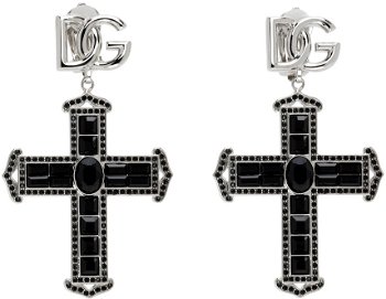 Dolce & Gabbana Silver & Black Cross Earrings WEP4C7 W1111