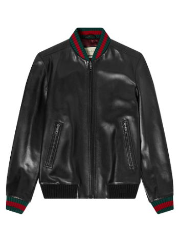 Gucci GRG Taped Leather Bomber Jacket 431343-XG206-1060