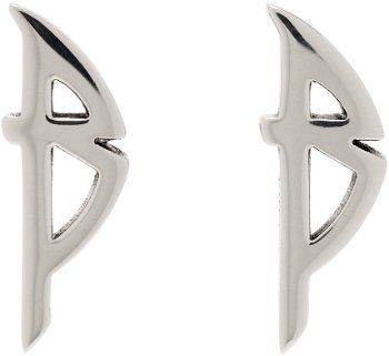 Balenciaga Silver Typo Metal Earrings 787785 TZ99I