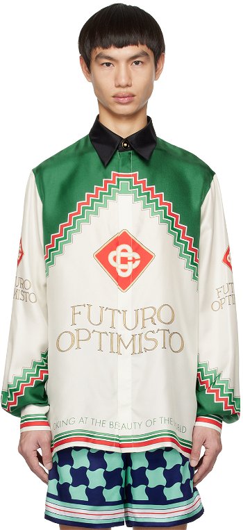 Casablanca Futuro Optimisto Shirt MS23-SH-021-02 SILK TWILL FUTURO
