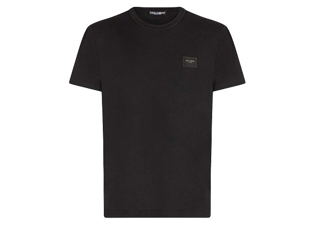 Cotton Branded Plate T-shirt Black