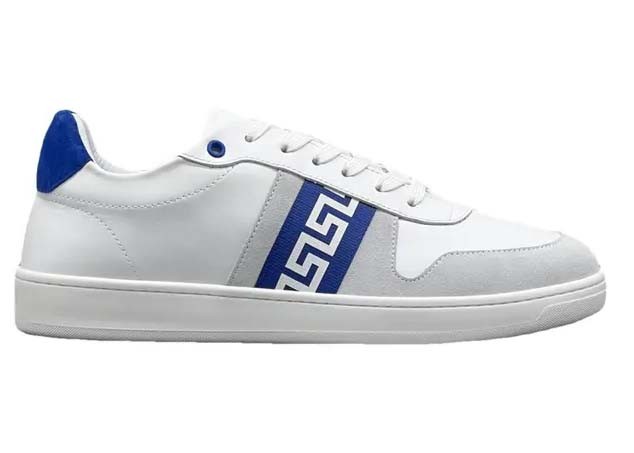 Leather Low Top Sneaker White Grey Blue
