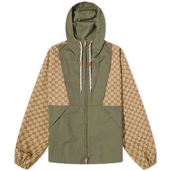 Gucci Men's GG Jacquard Hooded Jacket Camel/Green 742813-Z8BIW-2190