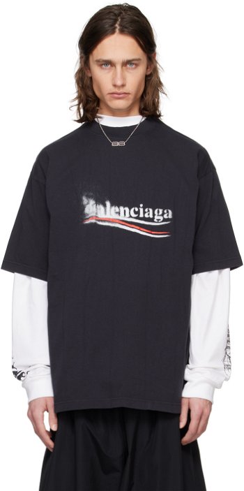 Balenciaga Black Political Stencil T-Shirt 764235TQVI51569