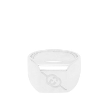 Gucci Tag Square With Interlocking G Logo Signet Ring "Sterling Silver" YBC774046001