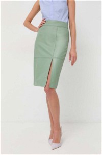 Slim-Fit Pencil Leather Skirt