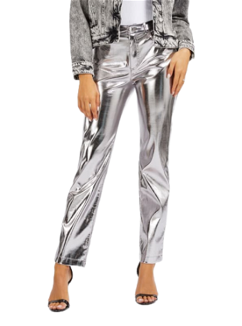 GUESS Metallic Faux Leather Straight Pant W4RB33WFWP0