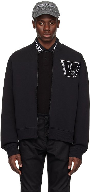 Versace Couture Black Patch Bomber Jacket E76GAIG05_ECF01G