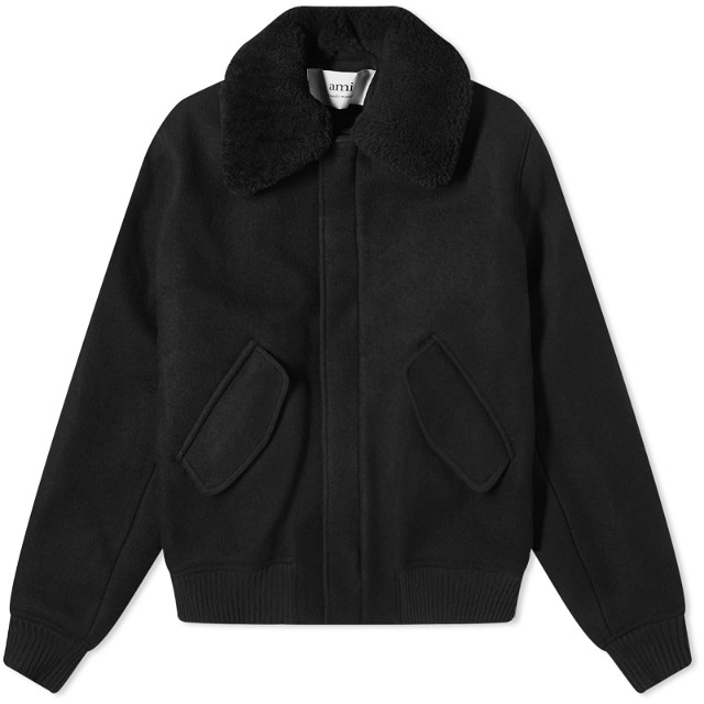 Shearling Collar Wool Jacket