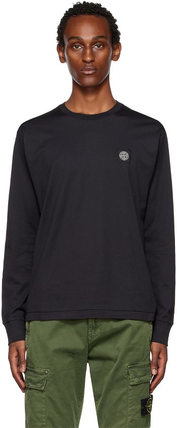 Stone Island Black Patch Long Sleeve T-Shirt 771522713