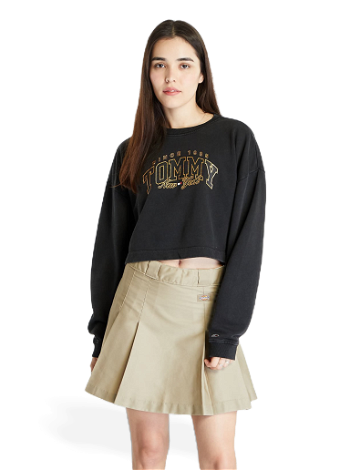 Tommy Hilfiger Crop Luxe Varsity Sweatshirt Black DW0DW16411 BDS