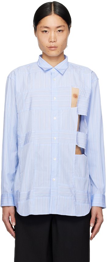 Comme des Garçons Shirt Blue Patchwork Shirt FL-B054-051