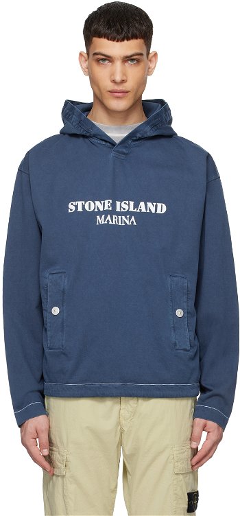 Stone Island Navy Old Treatment Hoodie 8015615X2