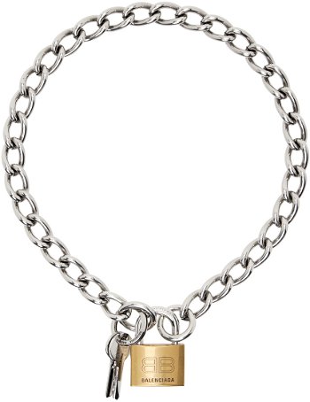 Balenciaga Silver Locker Necklace 770281-TZ792-1106