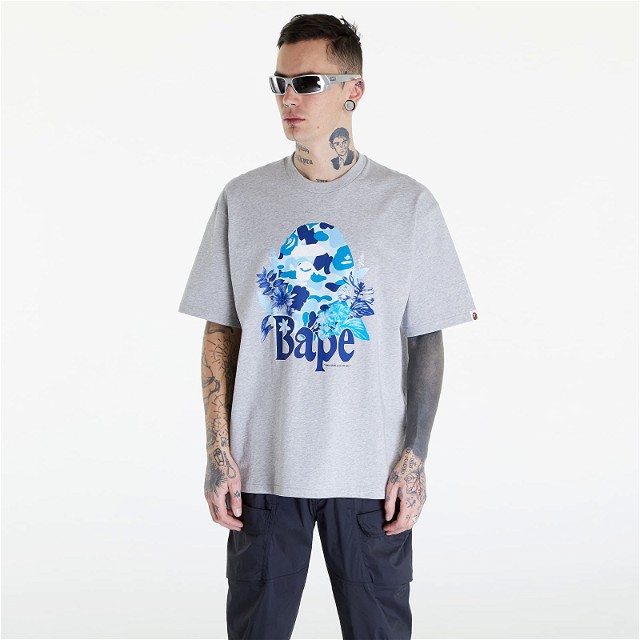 A BATHING APE Flora Big Ape Head Relaxed Fit Tee Gray