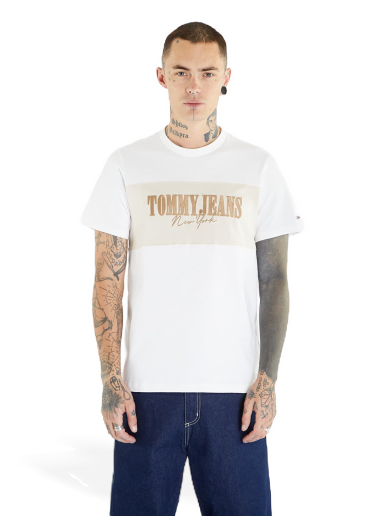 Tommy Jeans Regular Linear Block Short Sleeve Tee White