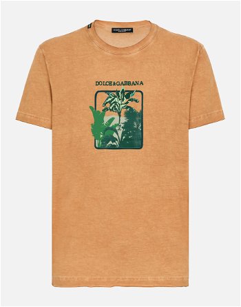 Dolce & Gabbana Short-sleeved Cotton T-shirt With Banana Tree Print G8RN8TG7K1UM0650