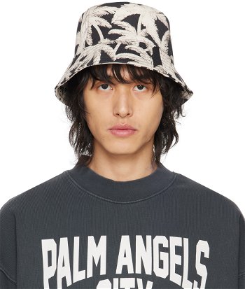 Palm Angels Allover Palms Bucket Hat "Black & Off-White" PMLA036R24FAB0021003