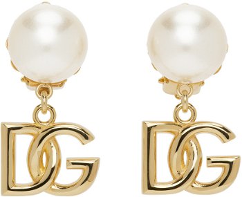 Dolce & Gabbana Gold Pearl Logo Earrings WEO2N1 W1111